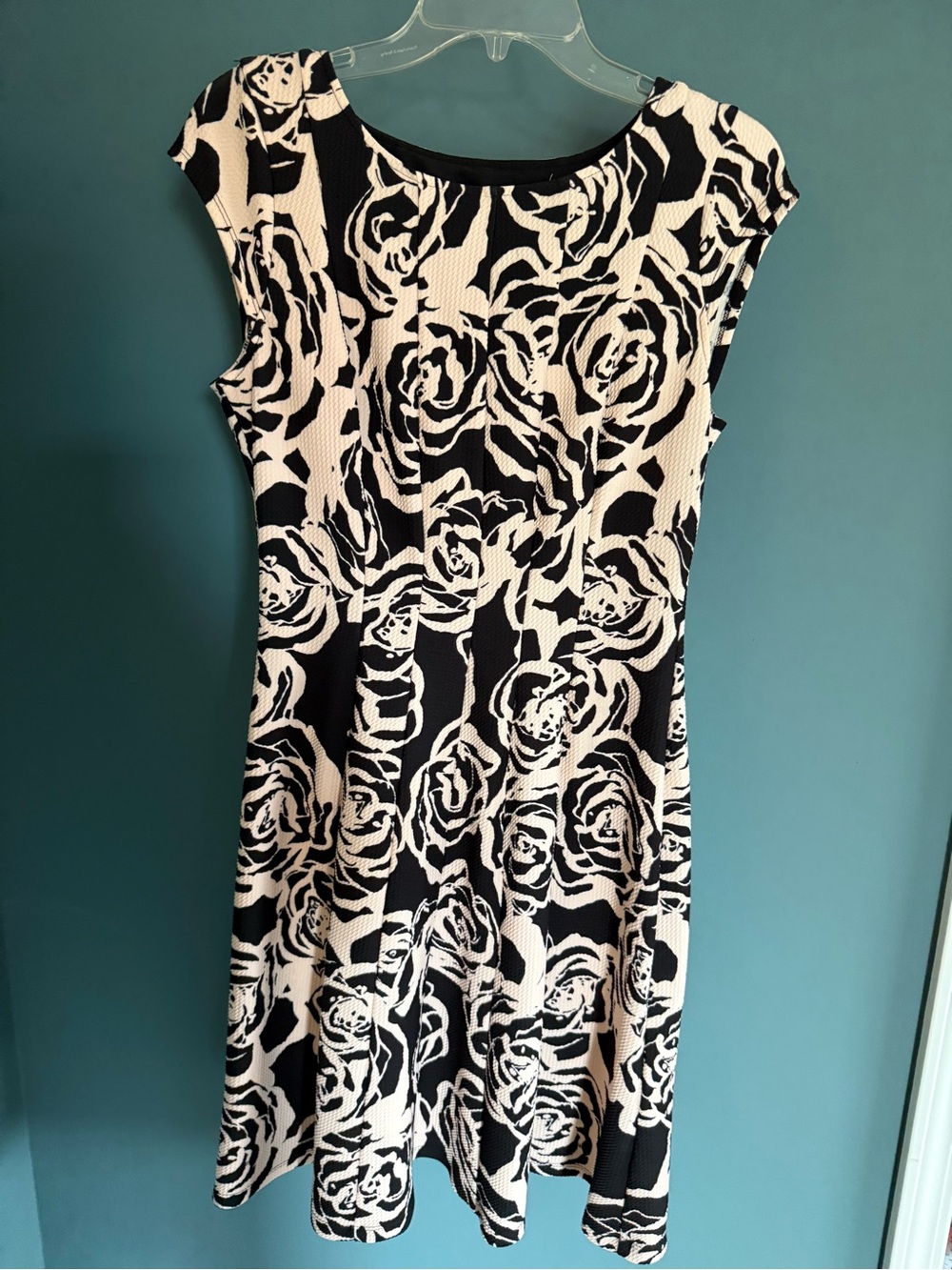 Elle Black and White Floral Fit-and-Flare Dress